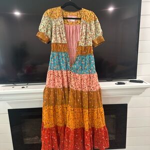 Multicolor Floral Patchwork Maxi Dress